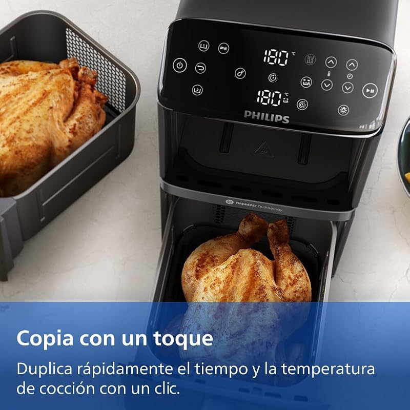 4000 Airfryer - Freidora de Aire doble Cesta Vertical 10L, Negro — foto 7 de 8
