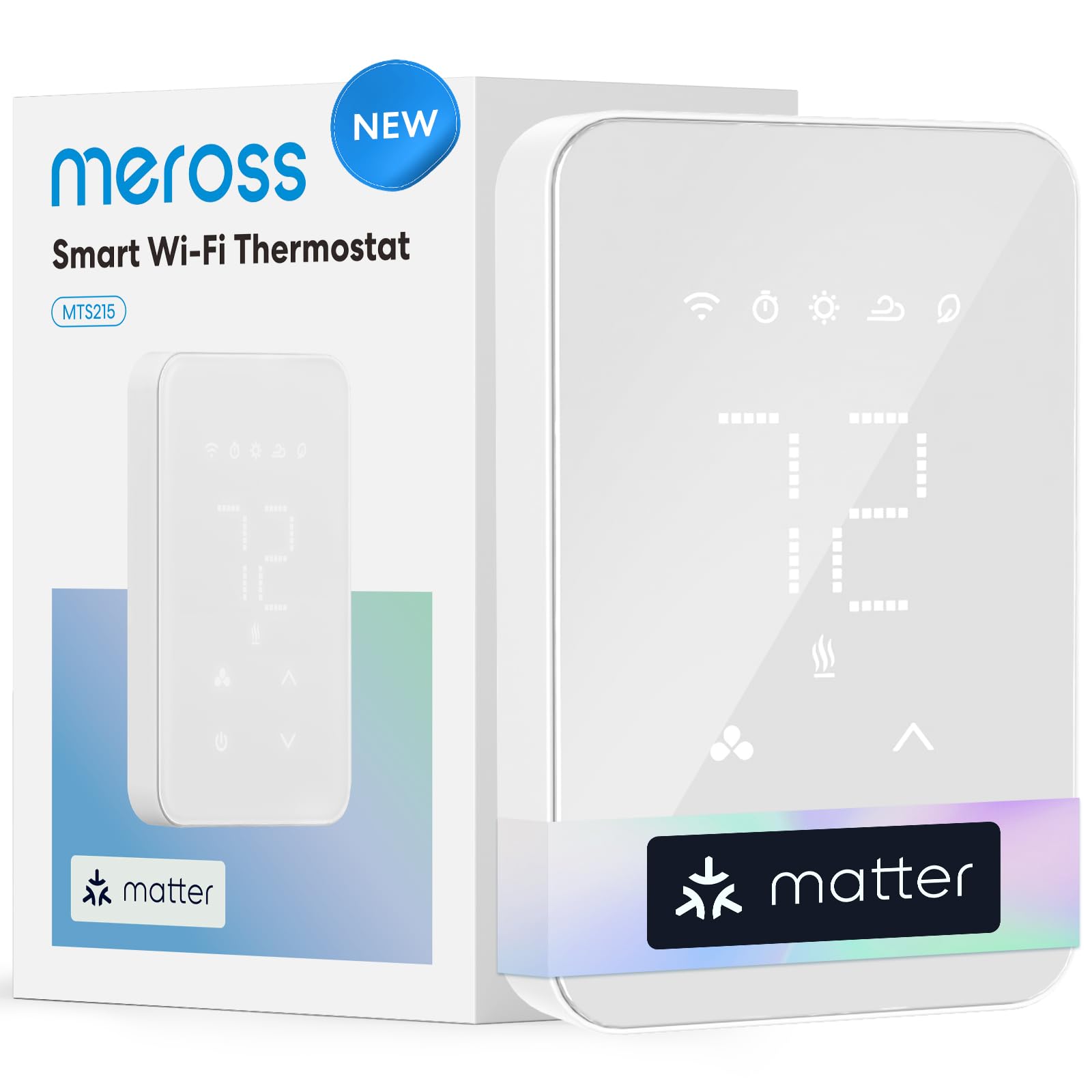 Photo 1 of meross Matter Smart Thermostat for Electric Baseboard Heater, Works with Alexa, HomeKit, Google, SmartThings, Programmable WiFi Thermostat for House, Energy Saving, App & Voice Control for Smart Home