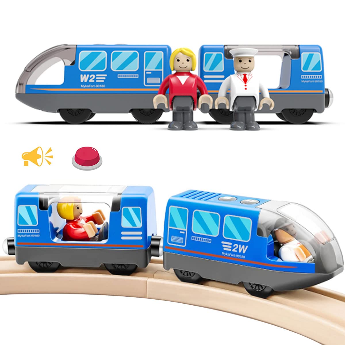 LiRiQi Battery Operated Train, Locomotive Motorized Train Toy for Toddlers 3 4 5+ Years Old Kids Boy Girl Birthday Gifts, Electric Train Compatible with Wooden Track, Thomas, Brio, Melissa and Doug