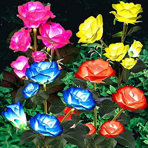 ZNYCYE Solar Lights Outdoor Garden,Gifts for Women Solar Lights Garden Rose Flower Ornaments 7 Color Changing Rose Lights Decorations for Valentine's Day Grave Pathway Patio Yard Party Wedding Holiday