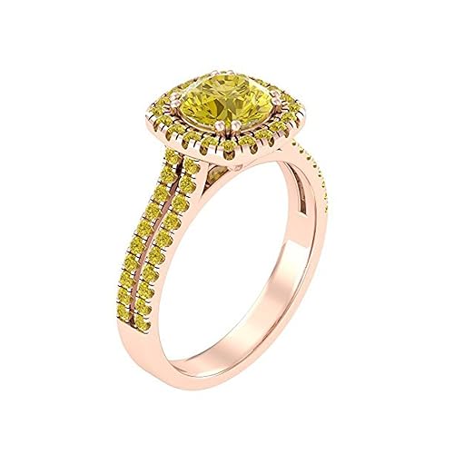 Mejor compromiso anillos de bodas en 2,50 CT amarillo circonita redonda Cut Crystal montado