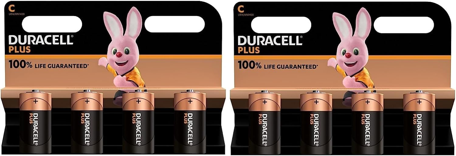 Duracell MN1400 Plus Power Alkaline C Size Batteries (Pack of 8)