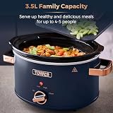 Tower Cavaletto 3.5 L Slow Cooker with 3 Heat Settings Midnight Blue Rose Gold view 3