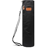ELENTURE Canvas Yoga Mat Bag with Adjustable Strap & Pockets, Full-Zip Travel Gym Tote for Women & Men, Fits 1/4