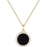 COAI 14K Gold Plated 925 Sterling Silver Necklace for Women, Onyx/Malachite Crystal Necklace for Women