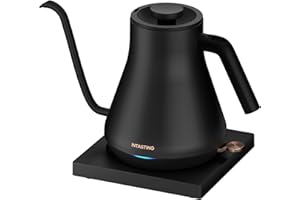 Electric Kettle, INTASTING Professional Gooseneck Kettles, 0.9L/30oz, 0.65mm Ultra-Fine Spout, Precise Water Flow Control, 304 Stainless Steel Inner, Auto Shut-Off, Boil Dry Protection, Matte Black