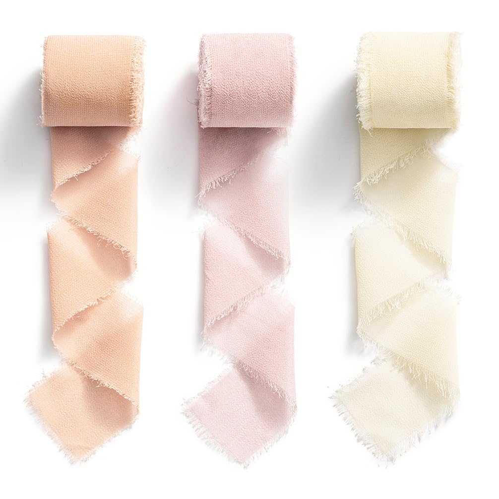 MORSUNBELA Chiffon Ribbon Pink Wedding, Baby Shower Decorative Ribbon 1.5 Inch x 20 Feet