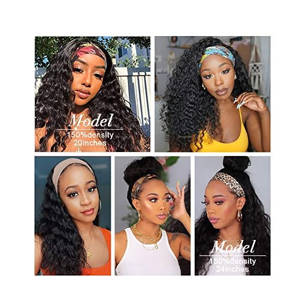 Headband Wig Human Hair Body Wave 20 Inch Glueless None