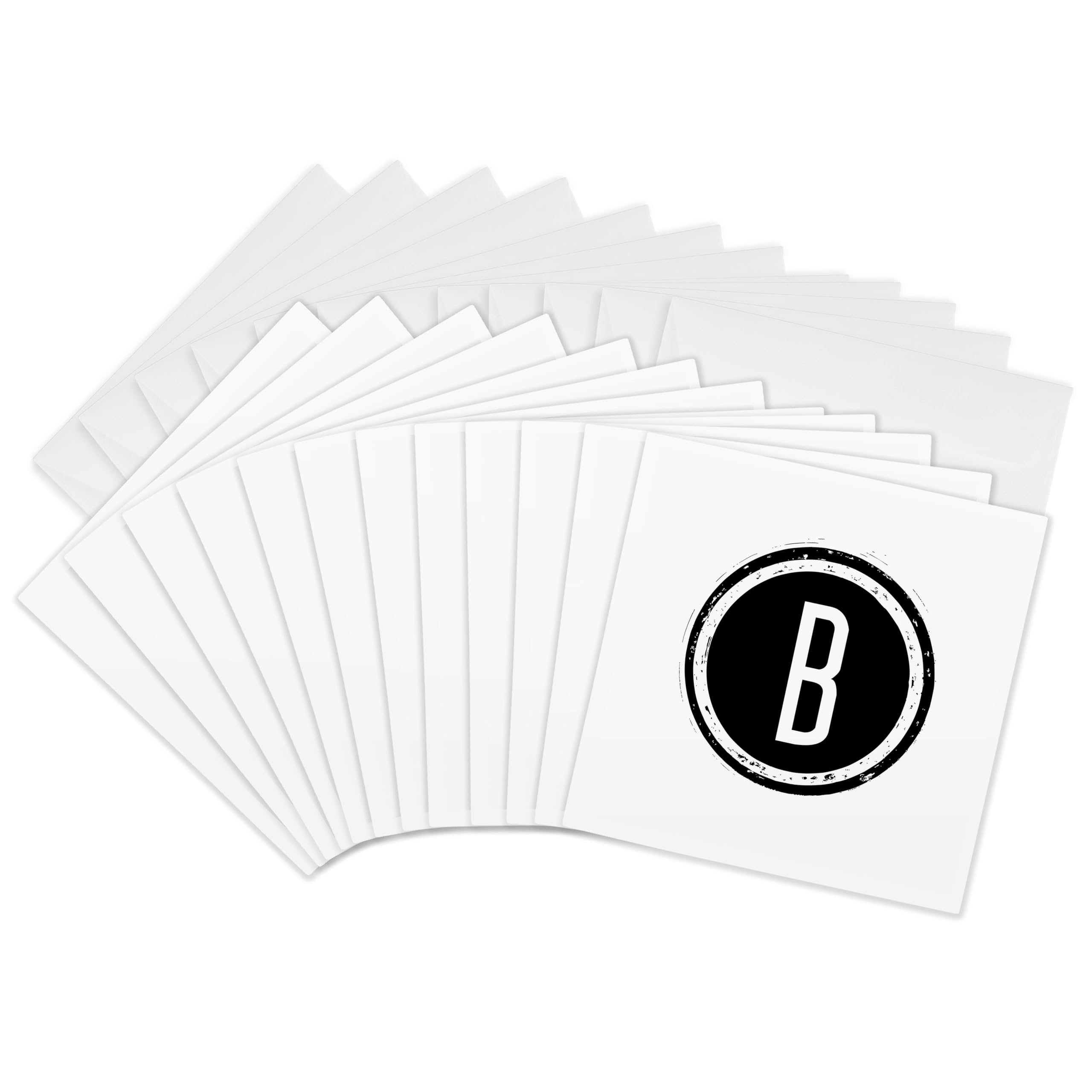 3dRose gc_244976_2 6 x 6-Inch "The Letter B Monogram, Black Letter B on White Background" Greeting Card (Set of 12)