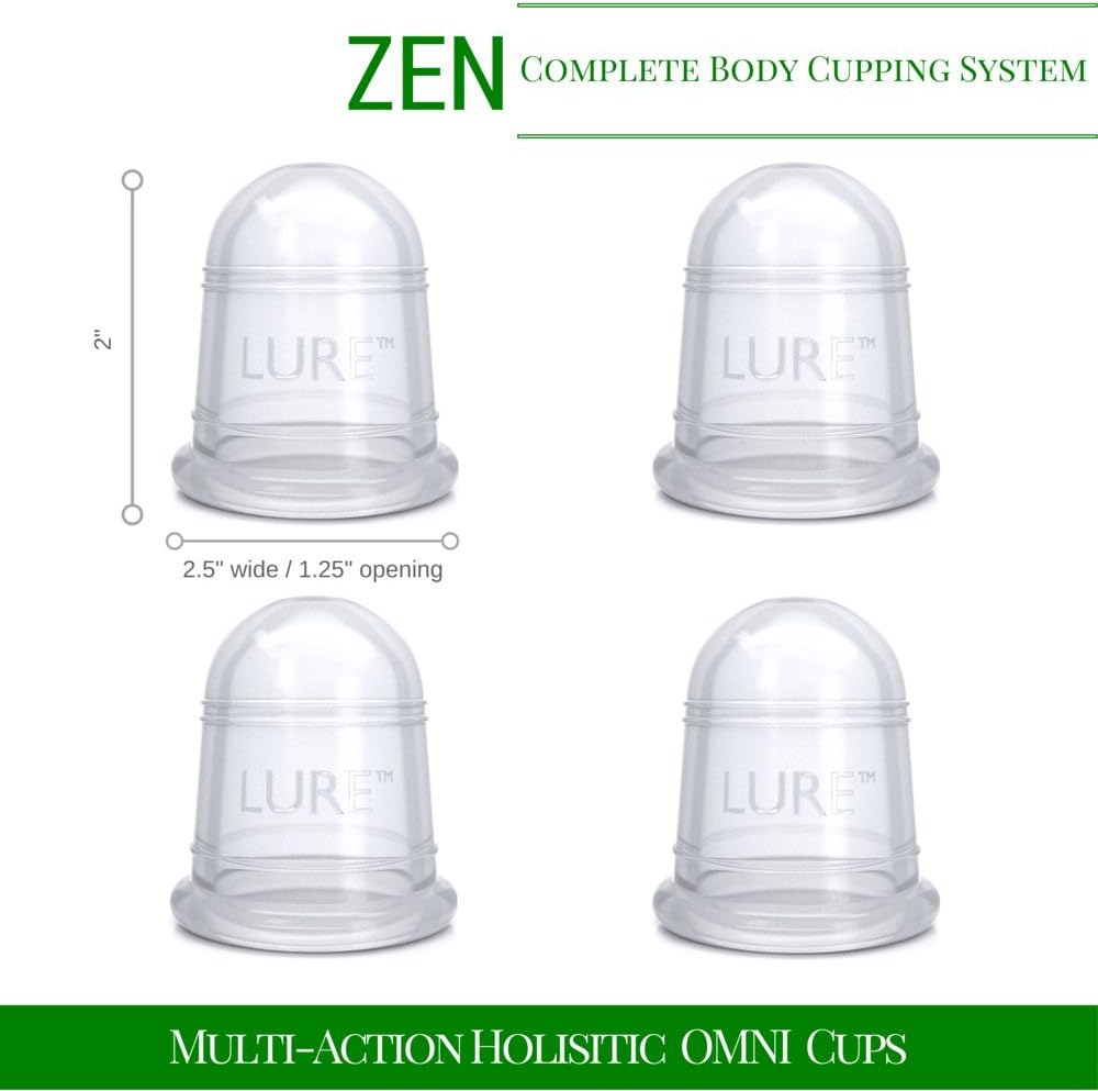 Cupping Massage Set with FREE Cupping e-Book - the Most Recommended Chinese Therapy, Fascia Release, Trigger Point, Pain Relief, Cellulite - Professional Grade - 4 Cups 1.5" Small: Health & Personal Care