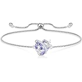 Vesitim Butterfly Bracelet for Women Sterling Silver Heart Jewelry Birthstone Charm Link Bracelet