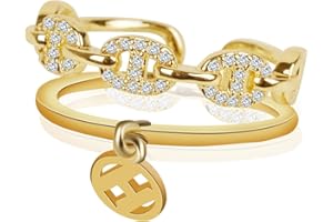 JONAYUOV 18k Gold Plated Adjustable Rings, Gold Chunky Rings, Heart Rings | Double Cross Rings | T Bar Rings | Butterfly Ring | OT Rings Open Cubic Zirconia Simulated Diamond Ring for Women. Size From 5-8