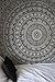 Marubhumi Indian Elephant Mandala Indian Traditional Hippie Cotton Tapestry, Black and White, 85 x 90 Inches