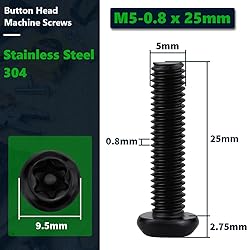 M5-0.8 x 25mm Tamper Proof Button Head Security