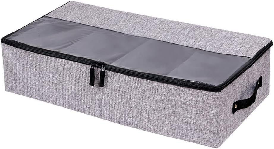 Under Bed Storage Organizer Clothes Containers Shoe Box Sturdy Foldable Bags With Handles And Adjustable Dividers For Shoes, Clothes, Toys, Blankets and Household Items 2Pcs (Dark Grey)