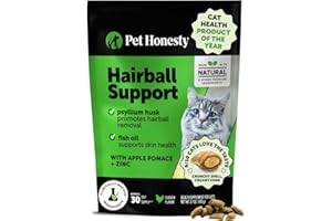 PET HONESTY Cat Hairball Support Crunchy & Creamy Chews, Hairball Remedy Treats, Cat Furball Treatment, Supports Skin & Coat, Vitamins for Digestion, Chicken (30-Day Supply)