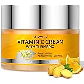 SHVYOG Vitamin C Face Moisturizer, Turmeric Face Cream, Anti-aging Hydration Skin Firming & Brightening Cream for Dark Spots, Wrinkles, Uneven Skin Tone, Vitamin C Lotion for Instant Glow, 1.76 OZ