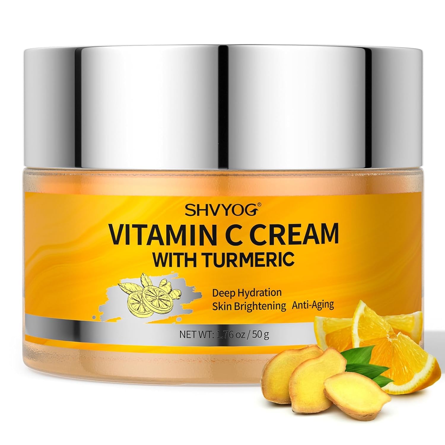 Turmeric Vitamin C Face Cream, Vitamin C Face Moisturizer, Hydration Skin Firming & Brightening Cream for Dark Spots, Wrinkles, Uneven Skin Tone, Hydrating Day and Night Cream, Valentine's Day Gift