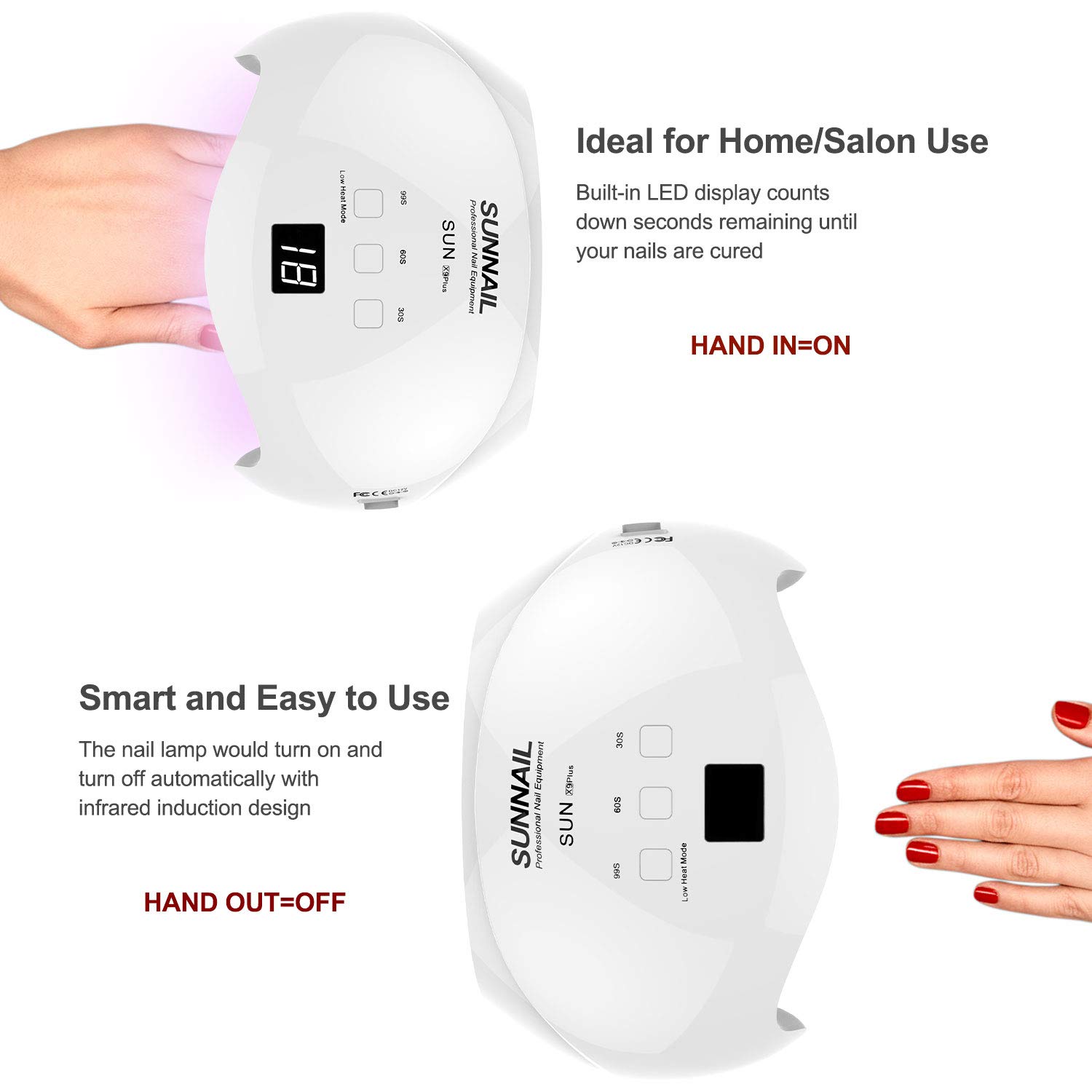 Nageltrockner,U-Kiss LED Lampe für Gel,UV Nagellampe für Gel Nagellack,3 Timer (30s/60s/99s) und LCD Display