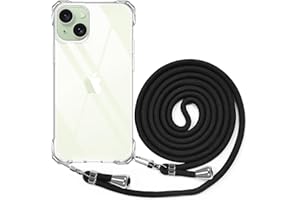 BEIMEITU Strap Case for iPhone 15 Crossbody Rope, Anti-Shock Cell Cover with Adjustable Neck Cord Strap,Transparent Clear PC Lanyard Phone Case for iPhone 15 Girls Summer