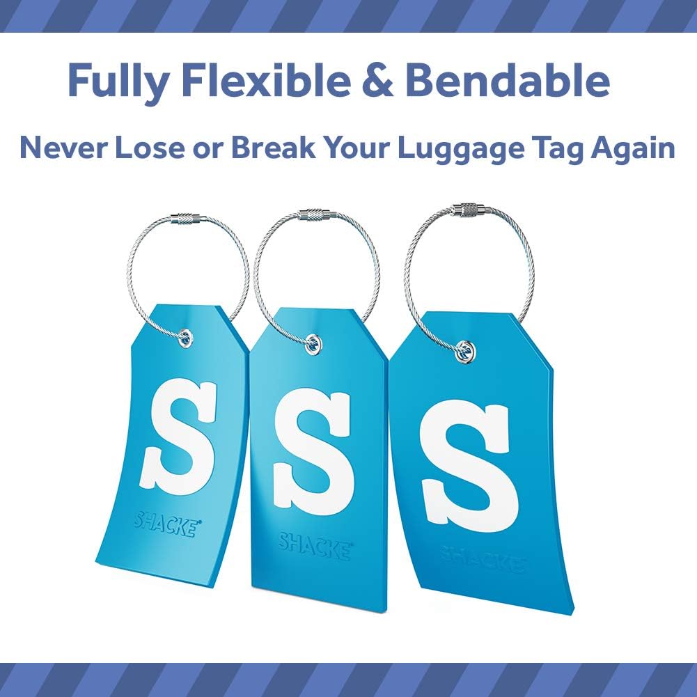  | Initial Luggage Tag with Full Privacy Cover and Stainless Steel Loop (Aqua Teal) (S) | Luggage Tags