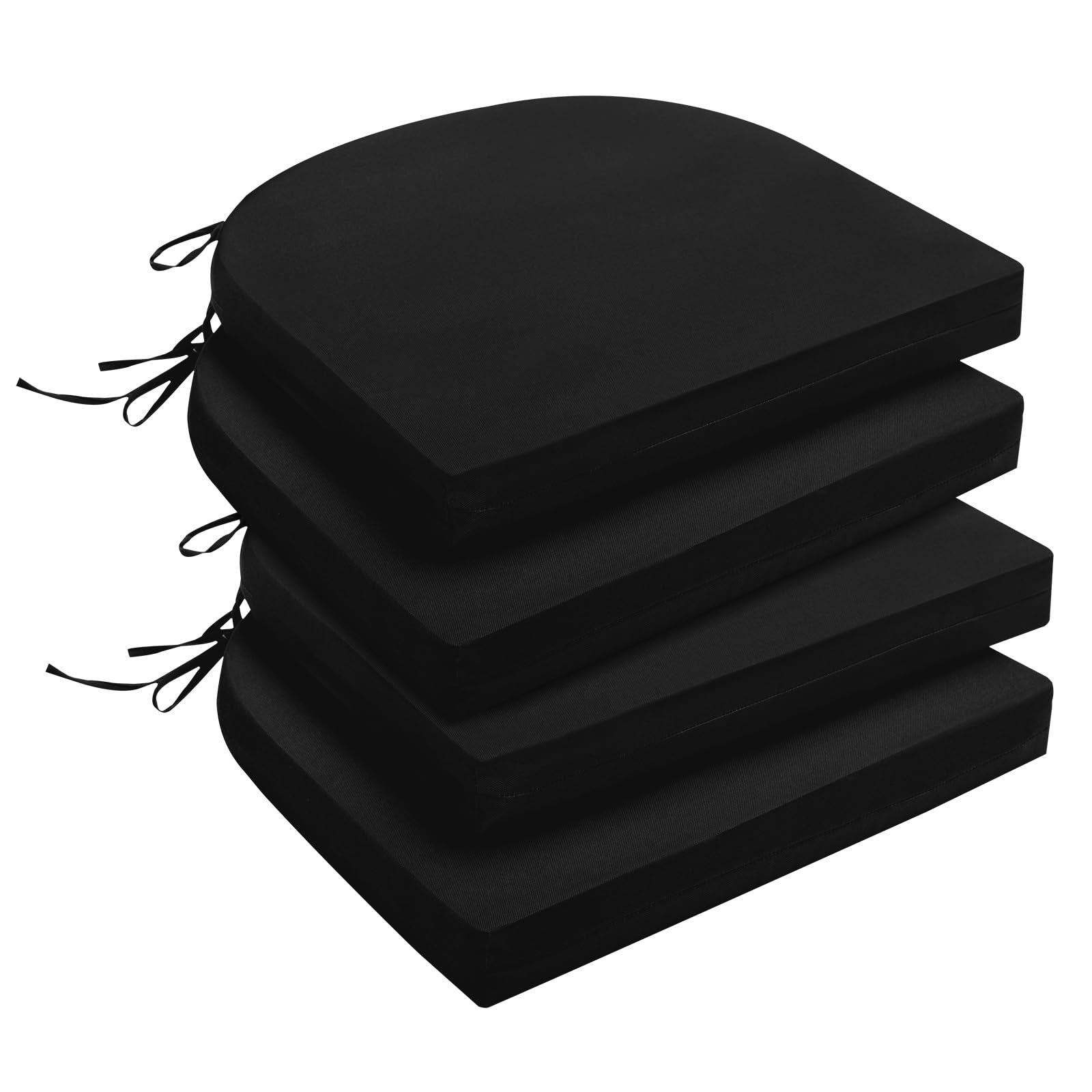 Photo 1 of downluxe Outdoor Chair Cushions Set of 4 for Patio Furniture, Water-Resistant Patio Chair Cushions with Ties, High Density Foam Outdoor Seat Cushion, 17" X 16" X 2", Black