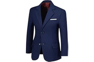 SaiLiiny Blazer for Boys Coat One-Button Jacket Blue Suit for Kids Slim Fit Suits with Lapel Formal Blazer