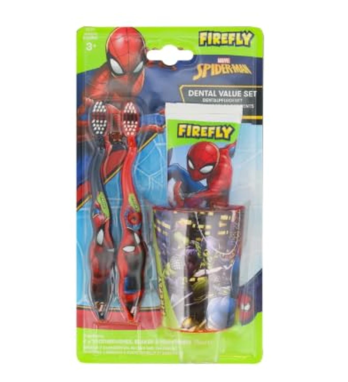 Super Hero, Dental Set 4pc, 2X Toothbrush, 75ml Spiderman Toothpaste and Beaker, Toddler Toothbrush, Kids Toothbrushes, Tooth Brush