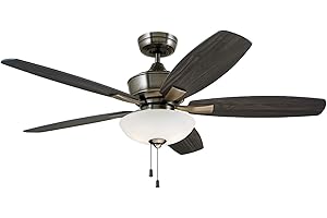 EMERSON Luminance kathy ireland HOME Lindell 52-inch Transitional Ceiling Fan with Reversible Blades, 5-Blade Ceiling Fan with LED Lighting, Antique Pewter (CF825AP)