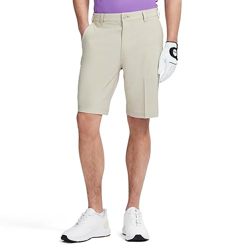 IZOD Mens 9.5" Swingflex Stretch Straight Fit Golf Shorts, R. Khaki, 36 US