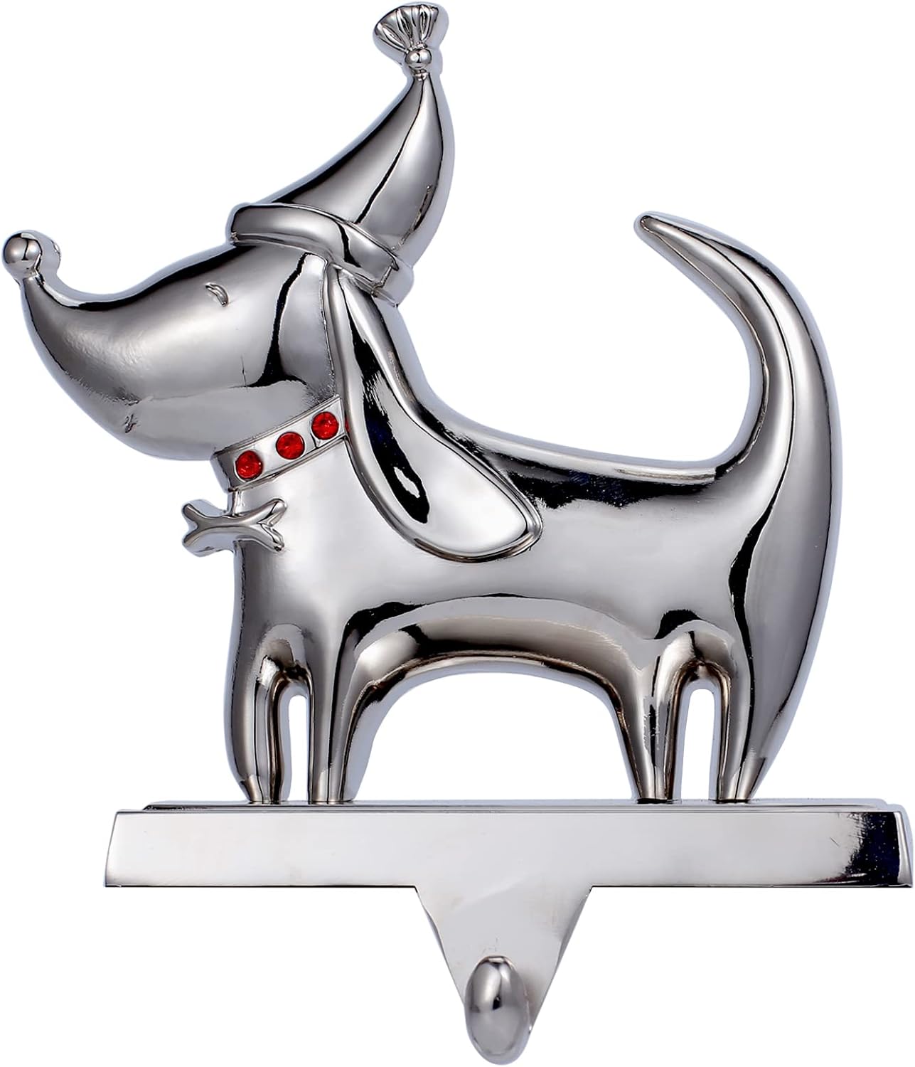 Ornament Hooks - Christmas Dog Stocking Holders for Mantle,Silver Dog Stocking Hangers for Fireplace,Mantle Clip Holder Hanger for Stocking/Garland,Dog Xmas Hooks for Stocking (New Dog)
