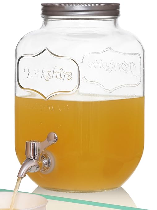 Brilliant Mason Jar Glass Yorkshire Beverage Dispenser, 1 Gallon