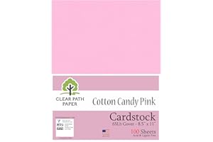 Cotton Candy Pink Cardstock - 8.5 x 11/21.6cm x 28cm - 65Lb Cover / 176gsm - 100 Sheets - Clear Path Paper