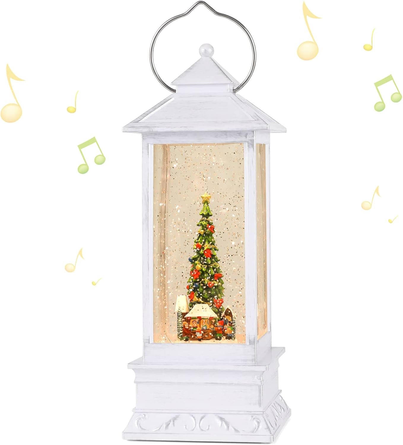 Snow Globes - Christmas Snow Globe, Christmas Tree Scene Snow Globes, Water Glittering Lantern with Timer, Snow Globe Lantern USB or Battery Powered for Desktop Ornament, Christmas Decoration and Gifts
