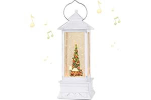 ARMXY Christmas Snow Globe, Christmas Tree Scene Snow Globes,Glittering Lantern with Timer, Snow Globe Lantern USB or Battery Powered for Desktop Ornament, Christmas Decoration and Gifts