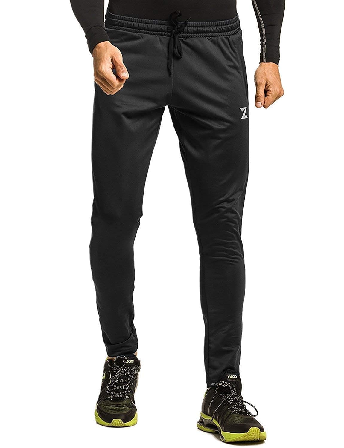 black tapered track pants