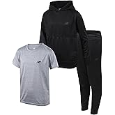 New Balance Boys Pants Set - 3 Piece Boys Pullover Hoodie Jogger Pants and Graphic Tee Outfit for Boys & Toddlers (2T-12)
