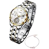 OUPINKE Womens Watches Automatic Luxury Rose Gold Watches Mechanical Moon Phase Tungsten Steel Crystal Skeleton Waterproof Luminous Women Watch…