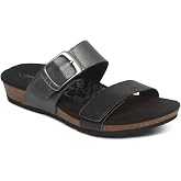 Aetrex Women's Daisy Orthopedic Adjustable Slides for Women - Open Toe Leather Arch Support