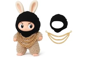 VVQUI 2026 New 17cm Doll Fashion Clothes Set: Black Head Cover, Three-Layer Gold Necklace - Funny Outfits & Accessories for Unique Style (Doll Not Included)