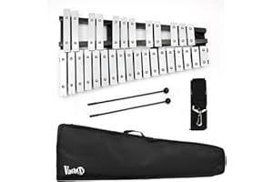VACHAN 30 Notes Foldable Glockenspiel Xylophone,Percussion Musical Instrument Kit with Mallets and Carrying Bag Silver