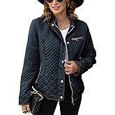 Bellivera Women's Stand Collar Lightweight Quilted Puffer Jacket Padded Zip Coat for Spring and Winter