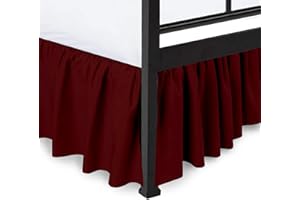 Peace Sleep Bedding - Ruffled Bed Skirt with Split Corners, Burgundy, King 18 Inch Drop Bedskirt, Hotel Quality Brushed Microfiber Wrinkle Free Dust Ruffle Bed Skirt King Size
