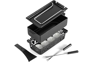 Swissmar Tandem Candle Fondue & Raclette Set - Portable 2-in-1 Tabletop Fondue Pot with Raclette Dish, Forks, Spatula & Teali