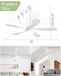 CACI Mall 52" White Ceiling Fans with