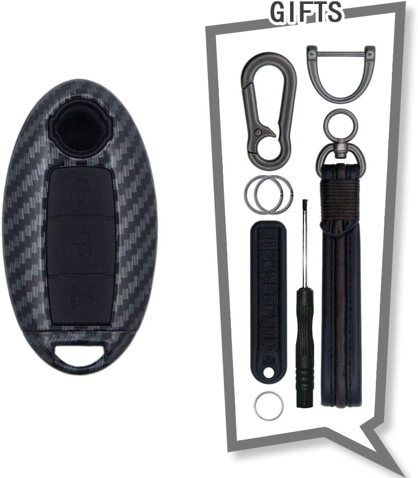 TANGSEN Key Fob Case Compatible with Infiniti EX35 EX37 FX35 FX37 FX45 FX50 Q70 QX50 QX70 for Nissan 370Z Armada Cube Juke Leaf Murano Pathfinder Quest Rogue Titan XD Versa Note 3Button