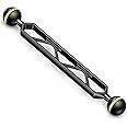 Seafrogs Aluminum Alloy Underwater Extension Arm, 1" Ball to YS Head Adapter, Carbon Fiber Dual Ball Arm for Strobe, Video Light, Diving Tray(AM-10)