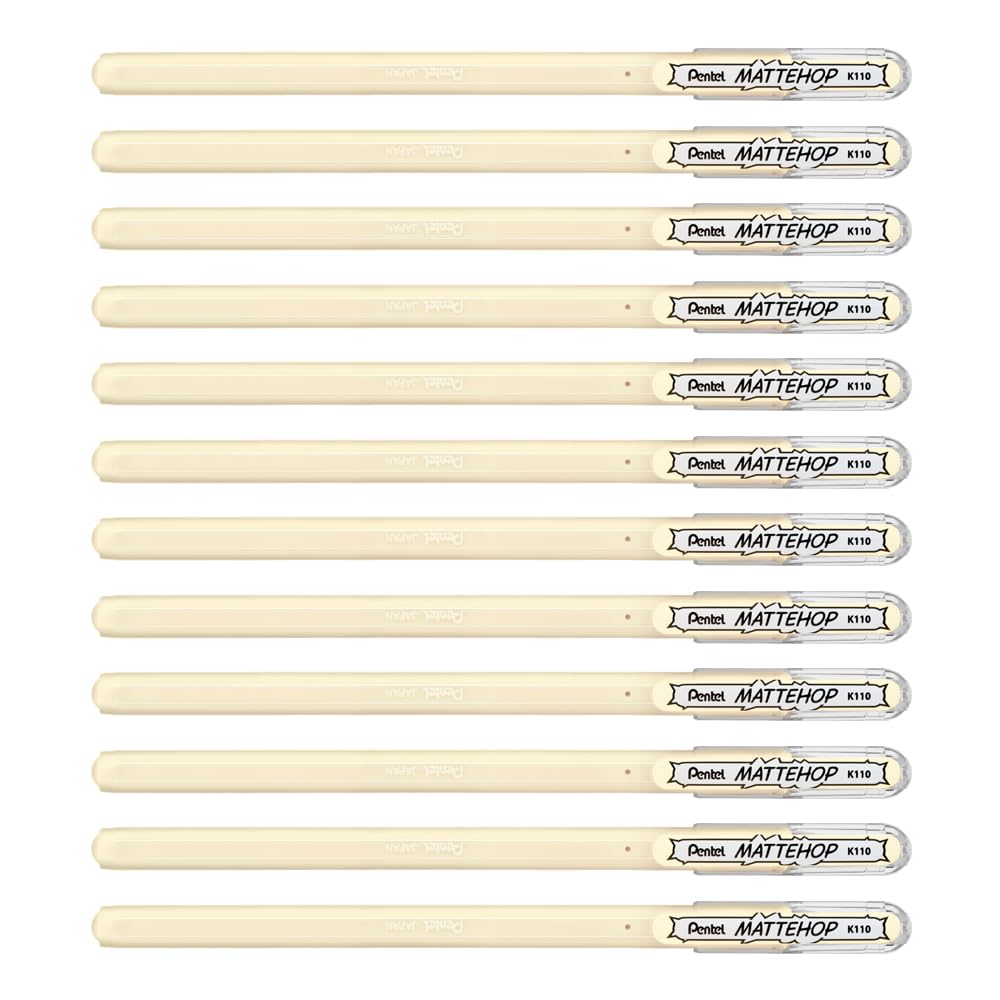 Pentel Mattehop 1.0mm Gel Roller Ivory White - Pack of 12