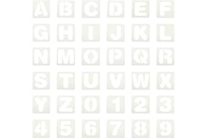 PATIKIL 2" Letter Number Stencils, 36Pcs Square Reusable Letter and Number Stencil Templates for Painting on Wall Wood Fabric