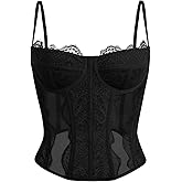 Dealmore Corset Tops For Women Going Out Lace Mesh Date Night Fall Fashion Outfits Clothes Crop Cute Party Strap Tank
